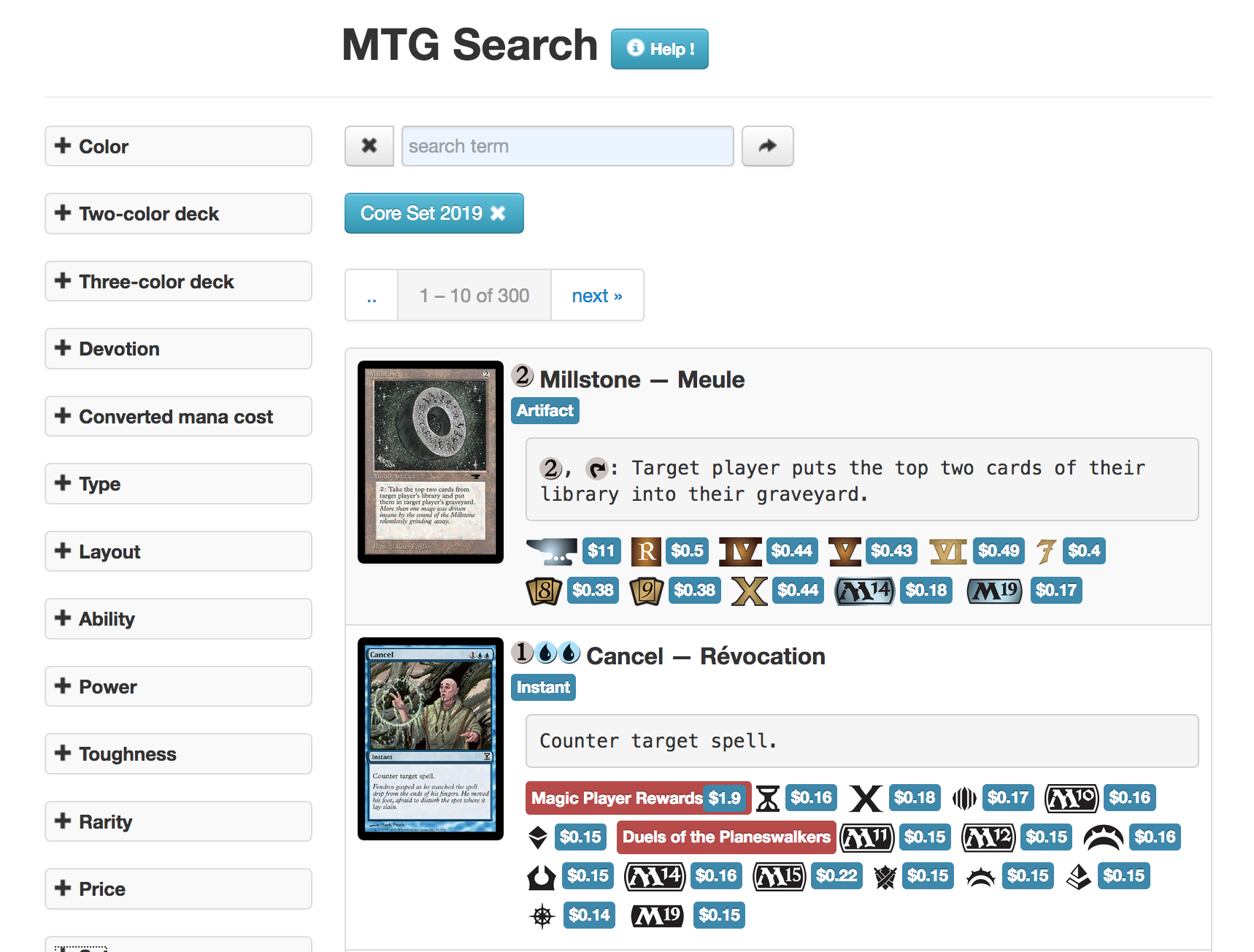 MTG search website